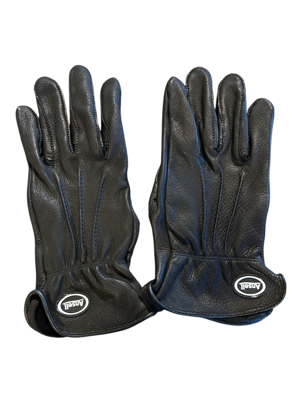 Like New Ansell Black Leather Gloves - Classic Winter Accessory